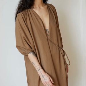 Deiji Studios, The Double Over Dress in Taupe